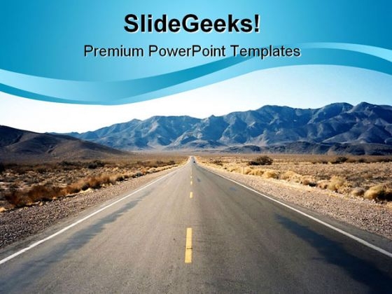 Highway Indesert Nature PowerPoint Template 1110