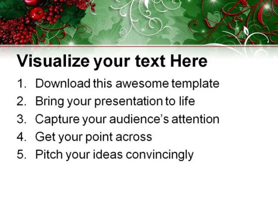 Holly Berries01 Christmas PowerPoint Template 0610 informative professionally