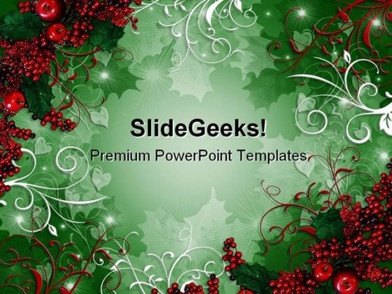 Holly Berries01 Christmas PowerPoint Template 0610