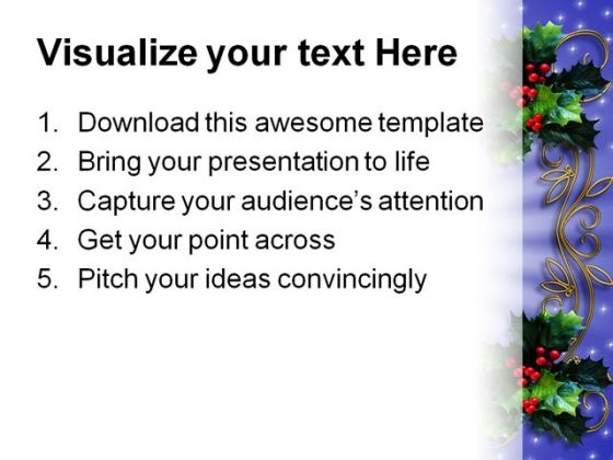 Holly Border Christmas PowerPoint Template 0610 adaptable professionally