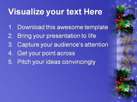 Holly Border Christmas PowerPoint Template 0610 engaging professionally