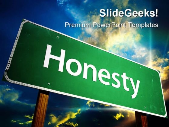 Honesty Road Sign Travel PowerPoint Template 1110 Honesty Road Sign Travel PowerPoint Template 1110