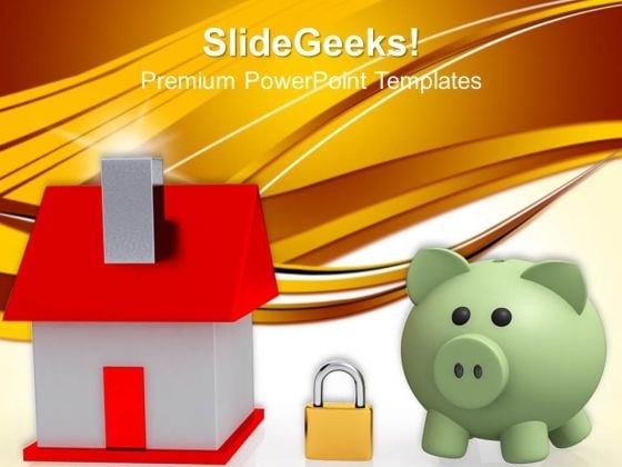 House Locked With Padlock And Bank Security PowerPoint Templates And PowerPoint Themes 0912 House Locked With Padlock And Bank Security PowerPoint Templates And PowerPoint Themes 0912