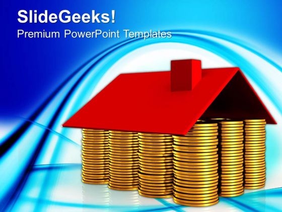 House Made From Coins Finance PowerPoint Templates And PowerPoint Themes 0812 House Made From Coins Finance PowerPoint Templates And PowerPoint Themes 0812