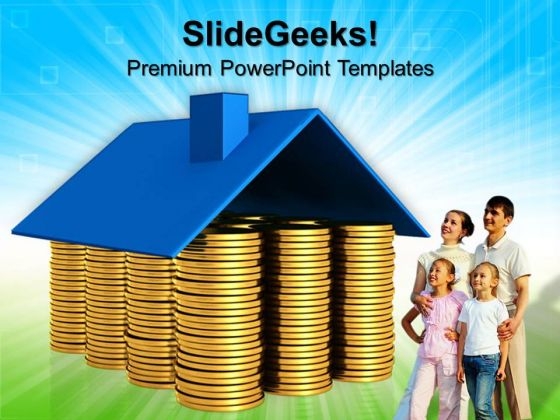 House Made From Coins Real Estate PowerPoint Templates And PowerPoint Themes 0812