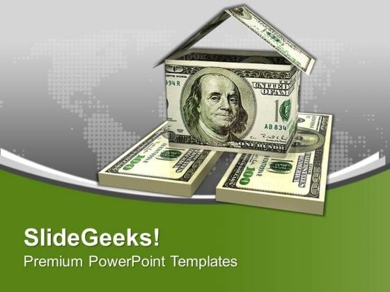 House Made From Dollar Bills Savings PowerPoint Templates Ppt Backgrounds For Slides 0213 House Made From Dollar Bills Savings PowerPoint Templates Ppt Backgrounds For Slides 0213