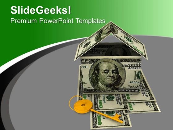 House Made Of Dollars With Key PowerPoint Templates Ppt Backgrounds For Slides 0213 House Made Of Dollars With Key PowerPoint Templates Ppt Backgrounds For Slides 0213