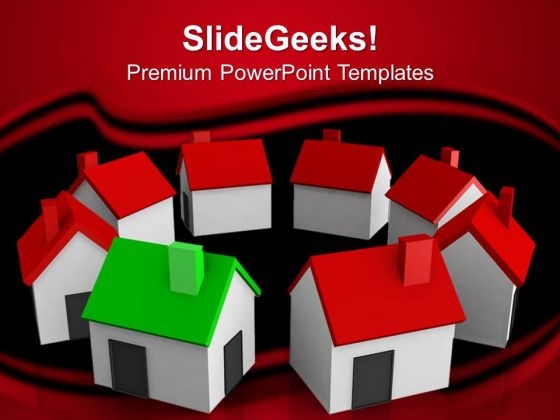 Houses Standing Around Business PowerPoint Templates And PowerPoint Themes 0812