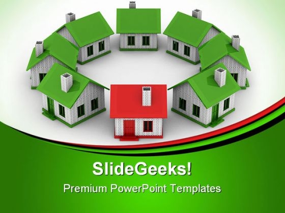 Houses Standing Real Estate PowerPoint Templates And PowerPoint Backgrounds 0511