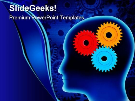Human Brain With Gears Industrial PowerPoint Themes And PowerPoint Slides 0411