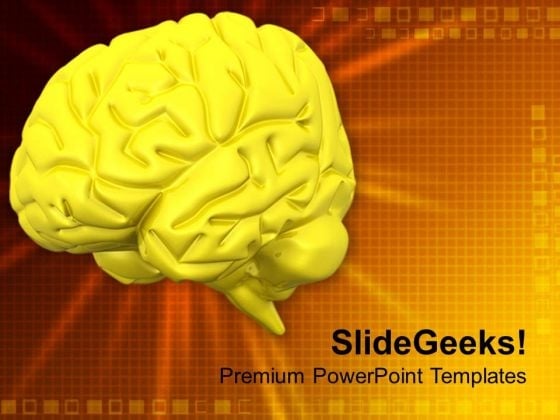 Human Brain With Golden Background PowerPoint Templates Ppt Backgrounds For Slides 0713 Human Brain With Golden Background PowerPoint Templates Ppt Backgrounds For Slides 0713