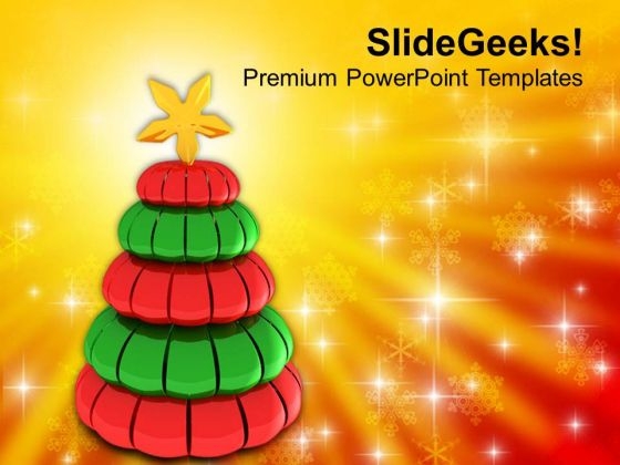 Illustration Of Glossy Christmas Tree Festival PowerPoint Templates Ppt Backgrounds For Slides 0413