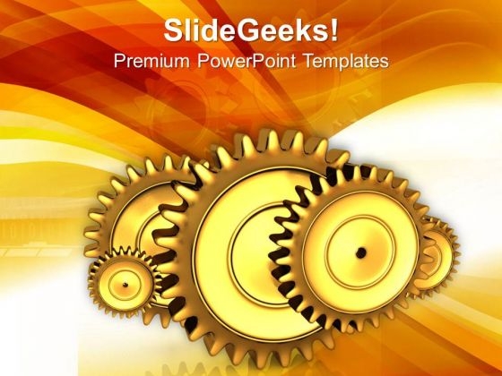 Image Of Five Connected Metal Gears PowerPoint Templates Ppt Backgrounds For Slides 0713 Image Of Five Connected Metal Gears PowerPoint Templates Ppt Backgrounds For Slides 0713