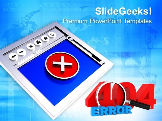 Internet Browser With 404 Error Symbol PowerPoint Templates Ppt Backgrounds For Slides 0113