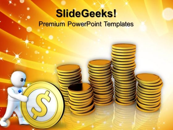 Investment Of Golden Coins Finance PowerPoint Templates And PowerPoint Themes 0912