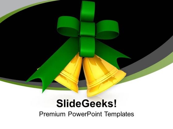 Jingle Bells With Green Bow For Christmas PowerPoint Templates Ppt Backgrounds For Slides 0713 Jingle Bells With Green Bow For Christmas PowerPoint Templates Ppt Backgrounds For Slides 0713