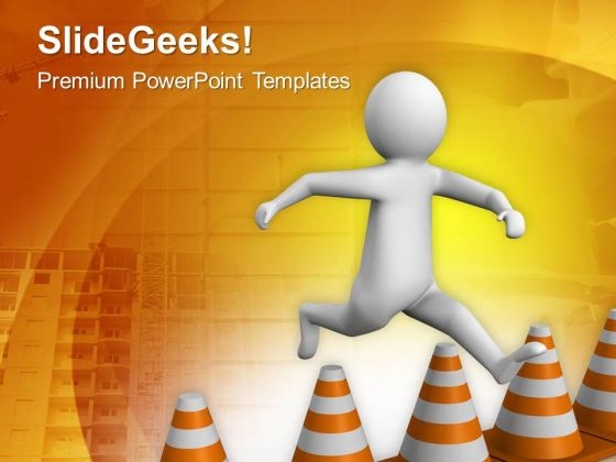 Jump Over The Traffic Cones PowerPoint Templates Ppt Backgrounds For Slides 0713
