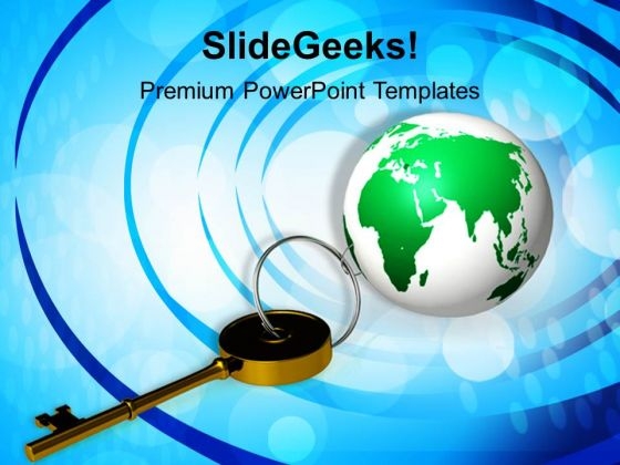 Key Chained To Globe Business PowerPoint Templates And PowerPoint Themes 1112 Key Chained To Globe Business PowerPoint Templates And PowerPoint Themes 1112