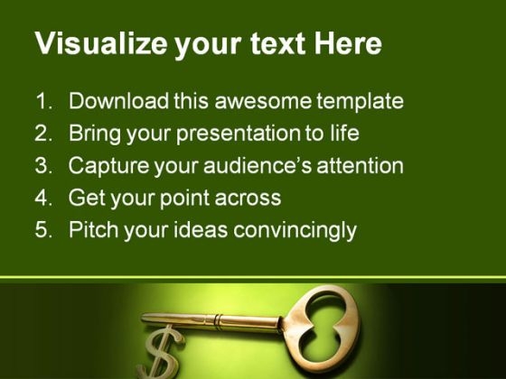 Key To Dollar Money PowerPoint Template 0610 editable attractive