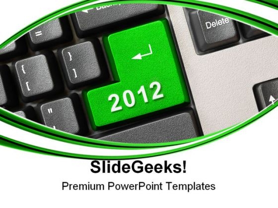 Keyboard With New Year Computer PowerPoint Templates And PowerPoint Backgrounds 1011
