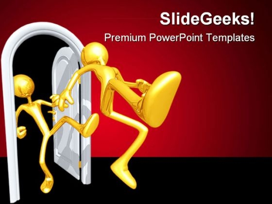 Kicked Out The Door People PowerPoint Template 1110 Kicked Out The Door People PowerPoint Template 1110