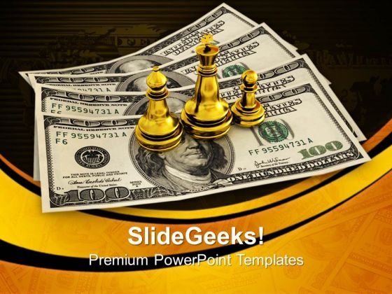 King Queen And Pawn Standing On Dollars Business PowerPoint Templates And PowerPoint Themes 0912