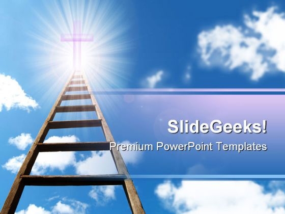 Ladder In Sky Religion PowerPoint Template 0610 Ladder In Sky Religion PowerPoint Template 0610