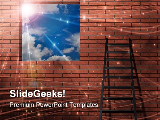 Ladder Leans On Wall With Sky Nature PowerPoint Templates And PowerPoint Backgrounds 0711 Ladder Leans On Wall With Sky Nature PowerPoint Templates And PowerPoint Backgrounds 0711