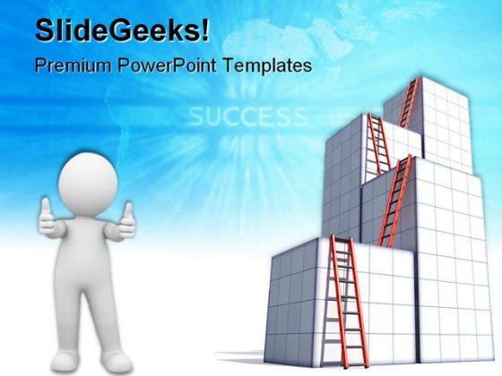 Ladders To Success Business PowerPoint Themes And PowerPoint Slides 0611 Ladders To Success Business PowerPoint Themes And PowerPoint Slides 0611