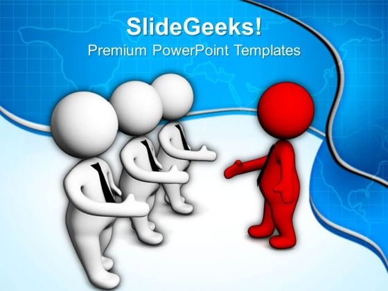 Leader Shaking Hand With His Team PowerPoint Templates Ppt Backgrounds For Slides 0713