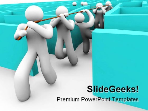 Leading Team Out Of A Maze Leadership PowerPoint Template 0910 Leading Team Out Of A Maze Leadership PowerPoint Template 0910