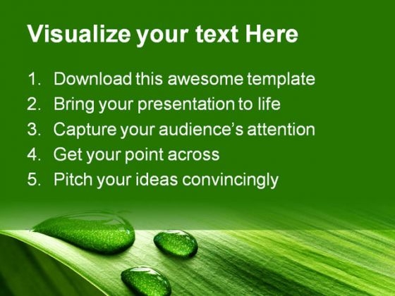 Leaf Drops Nature PowerPoint Template 0610 good graphical