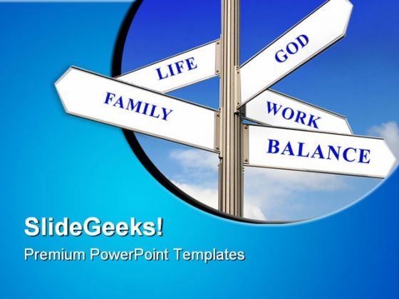 life_work_and_balance_signpost_metaphor_powerpoint_templates_and_powerpoint_backgrounds_0911_title