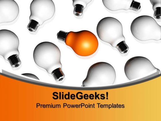 Light Bulbs With One Lit Up Leadership PowerPoint Templates And PowerPoint Themes 0912