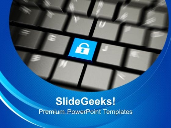 Lock Key On Computer Keyboard Security PowerPoint Templates Ppt Backgrounds For Slides 0313