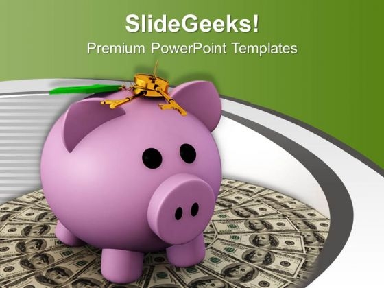 Locked Piggy Bank On Dollar Bills PowerPoint Templates Ppt Backgrounds For Slides 0213 Locked Piggy Bank On Dollar Bills PowerPoint Templates Ppt Backgrounds For Slides 0213