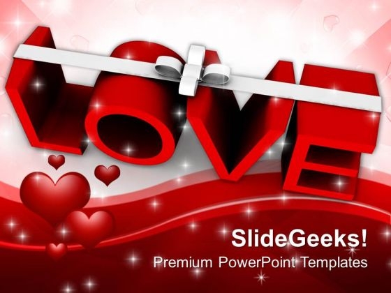 love with ribbon celebration powerpoint templates ppt backgrounds