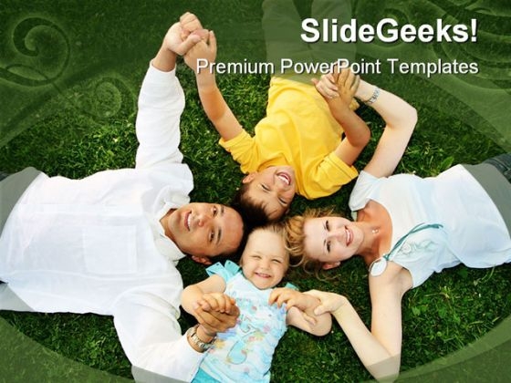 Lying On Grass Family People PowerPoint Template 0810