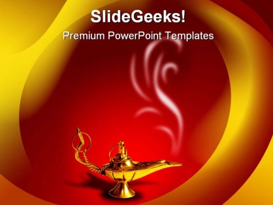 Magic Lamp Metaphor PowerPoint Background And Template 1210 Magic Lamp Metaphor PowerPoint Background And Template 1210
