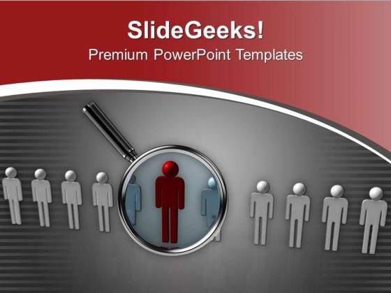 Magnifying Glass Hovers Over Red Man PowerPoint Templates Ppt Backgrounds For Slides 0713 Magnifying Glass Hovers Over Red Man PowerPoint Templates Ppt Backgrounds For Slides 0713
