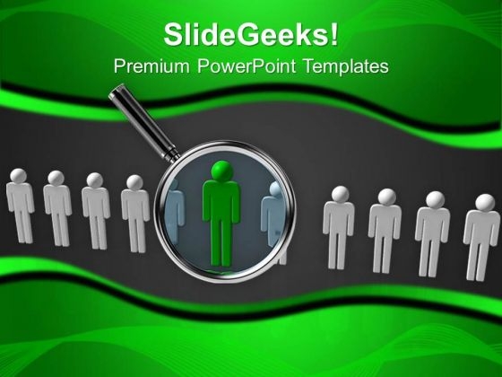 Magnifying Glass Hovers Over Unique Man PowerPoint Templates Ppt Backgrounds For Slides 0713 Magnifying Glass Hovers Over Unique Man PowerPoint Templates Ppt Backgrounds For Slides 0713