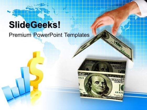 Man Builds A House From Dollars Estate PowerPoint Templates And PowerPoint Themes 1012 Man Builds A House From Dollars Estate PowerPoint Templates And PowerPoint Themes 1012