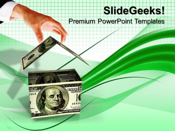 Man Builds A House From Dollars Success PowerPoint Templates And PowerPoint Themes 1012 Man Builds A House From Dollars Success PowerPoint Templates And PowerPoint Themes 1012