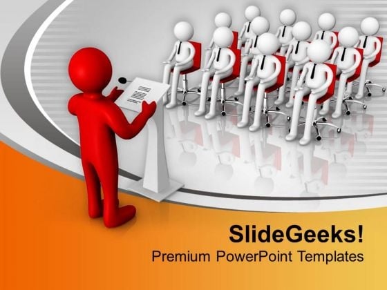 Man Giving Speach In A Conference PowerPoint Templates Ppt Backgrounds For Slides 0713 Man Giving Speach In A Conference PowerPoint Templates Ppt Backgrounds For Slides 0713