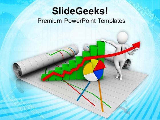 Man Holding Bar Graph And Pie Chart PowerPoint Templates Ppt Backgrounds For Slides 0813 Man Holding Bar Graph And Pie Chart PowerPoint Templates Ppt Backgrounds For Slides 0813