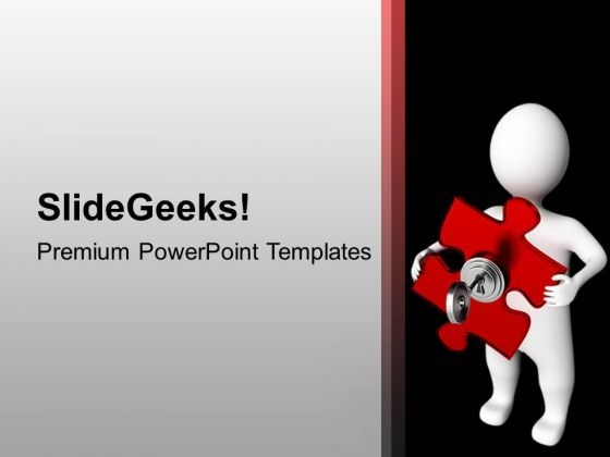 Man Holding Secured Puzzle Piece Business PowerPoint Templates Ppt Backgrounds For Slides 1212 Man Holding Secured Puzzle Piece Business PowerPoint Templates Ppt Backgrounds For Slides 1212