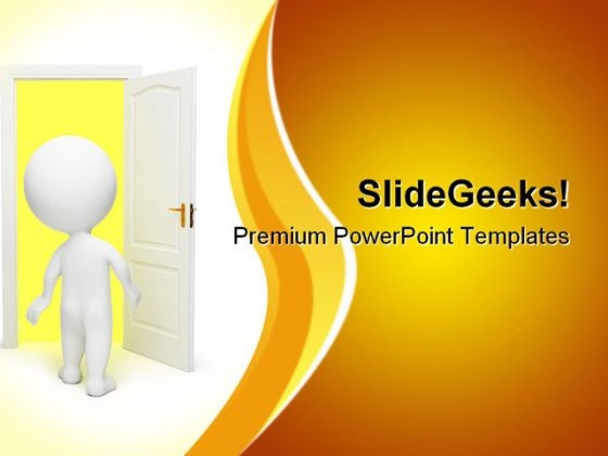 Man Opens Door Metaphor PowerPoint Templates And PowerPoint Backgrounds 0611 Man Opens Door Metaphor PowerPoint Templates And PowerPoint Backgrounds 0611