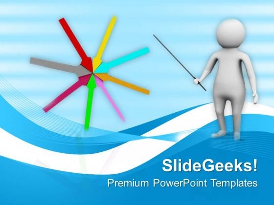 Man Showing Arrows With Stick PowerPoint Templates Ppt Backgrounds For Slides 0713