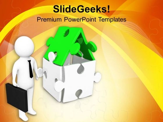 Man Standing With House PowerPoint Templates Ppt Backgrounds For Slides 0713 Man Standing With House PowerPoint Templates Ppt Backgrounds For Slides 0713