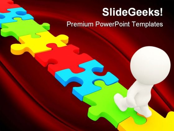 Man Walking On Puzzle Business PowerPoint Templates And PowerPoint Backgrounds 0311 Man Walking On Puzzle Business PowerPoint Templates And PowerPoint Backgrounds 0311